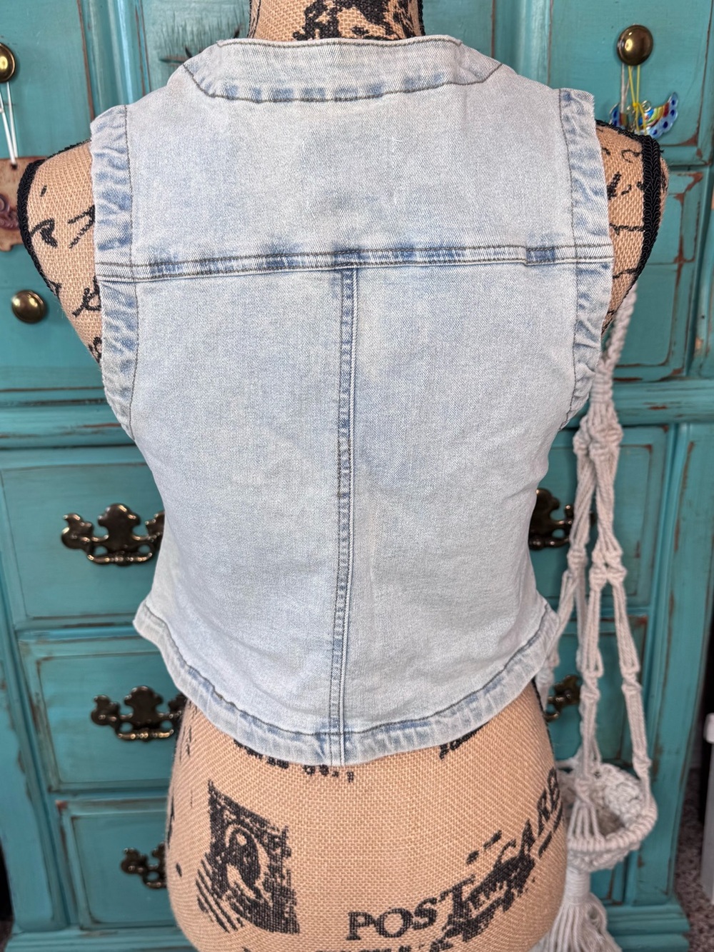 Light Wash Denim Button Vest - Picture 4 of 4